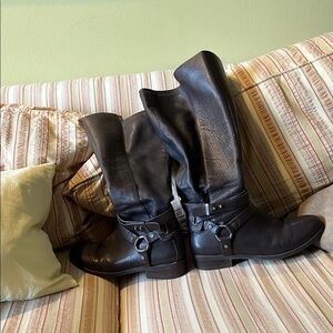 Women's Black Leather Riding Boots